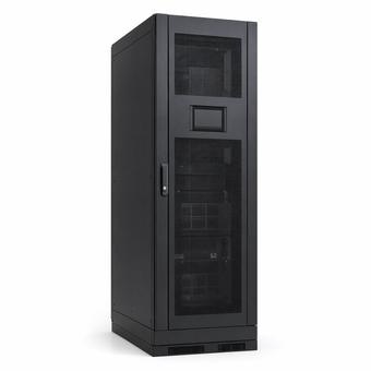 A static UPS cabinet with a front display panel