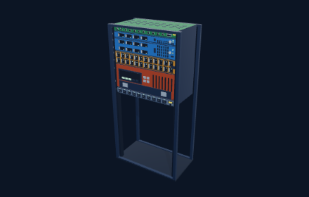 A 24U rack loaded with switch, servers, storage and UPS